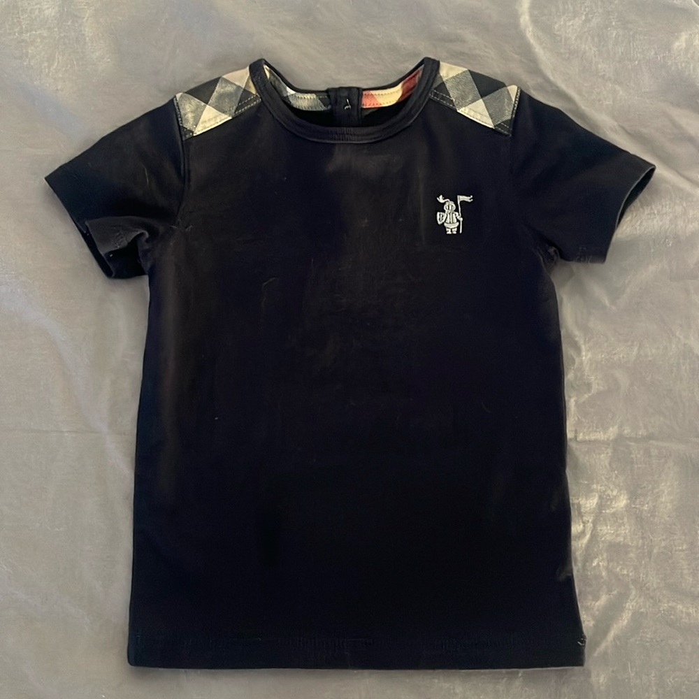 Infant boys’ patterned short sleeve Burberry shirt.